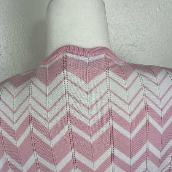 Vintage Alfred Dunner Sweater Women Extra Large Pink White Chevron Built In - Picture 12 of 16